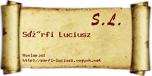 Sárfi Luciusz névjegykártya